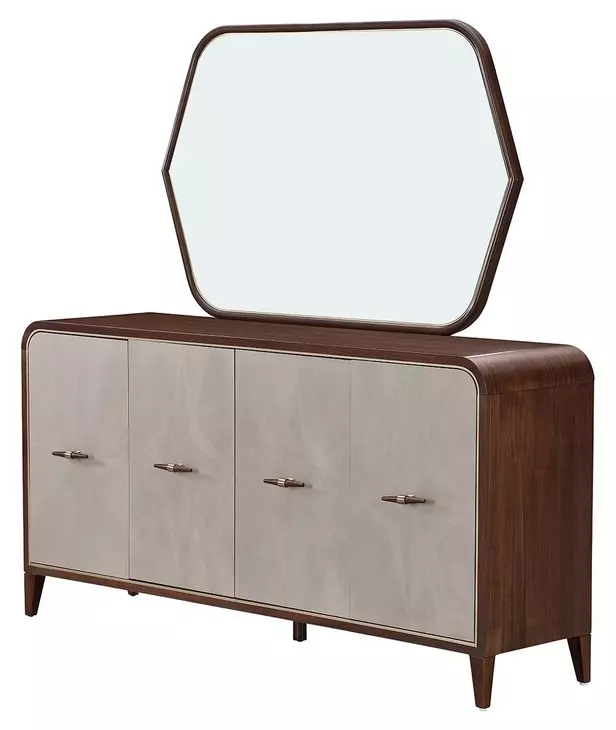 Houston Walnut 4 Door Sideboard with Mirror
