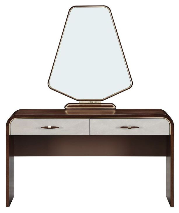 Westhaven Walnut 2 Drawer Vanity Table with Mirror