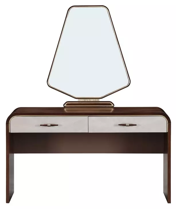 Houston Walnut 2 Drawer Vanity Table with Mirror