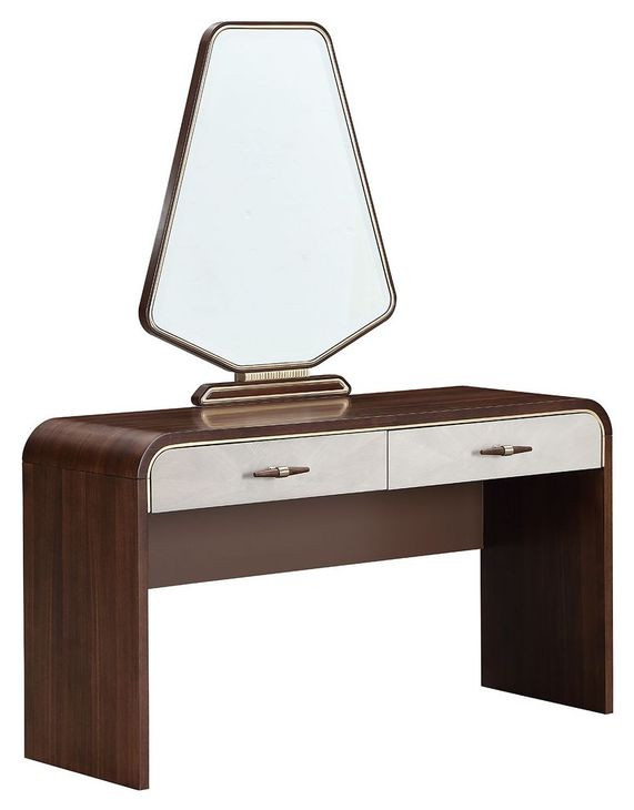 Westhaven Walnut 2 Drawer Vanity Table with Mirror