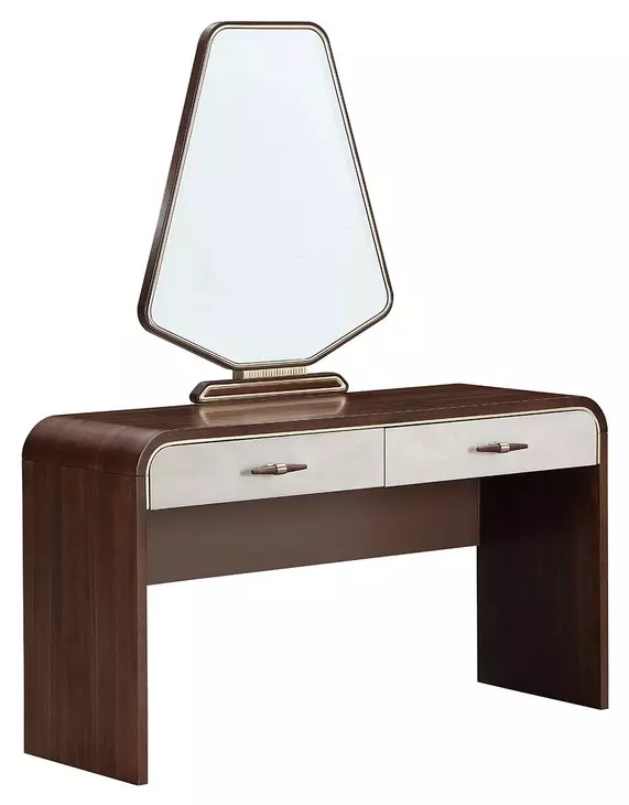 Houston Walnut 2 Drawer Vanity Table with Mirror