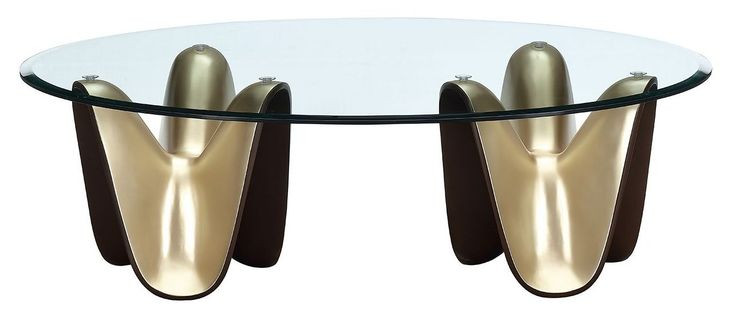 Westhaven Brushed Gold Oval Glass Top Cocktail Table