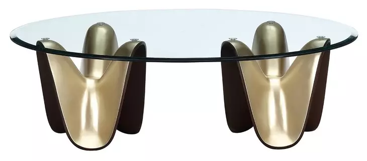 Houston Brushed Gold Oval Glass Top Cocktail Table