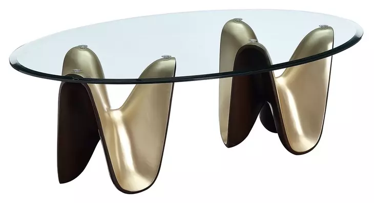 Houston Brushed Gold Oval Glass Top Cocktail Table