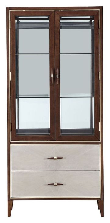 Westhaven Walnut 2 Drawer Display Cabinet with LED Lighting