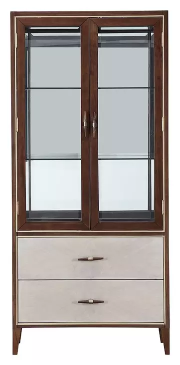 Houston Walnut 2 Drawer Display Cabinet with LED Lighting