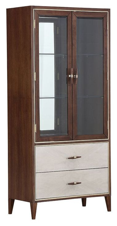 Westhaven Walnut 2 Drawer Display Cabinet with LED Lighting