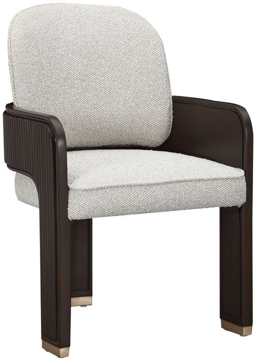 Westminster Row Buff and Medium Espresso Upholstered Dining Arm Chair