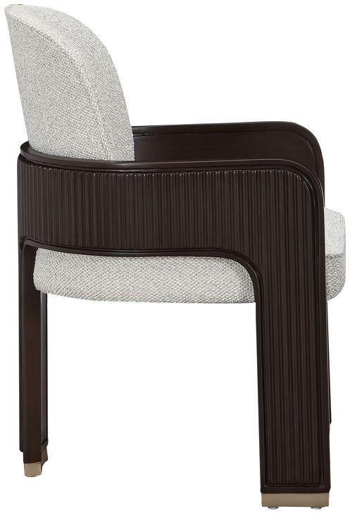 Westminster Row Buff and Medium Espresso Upholstered Dining Arm Chair