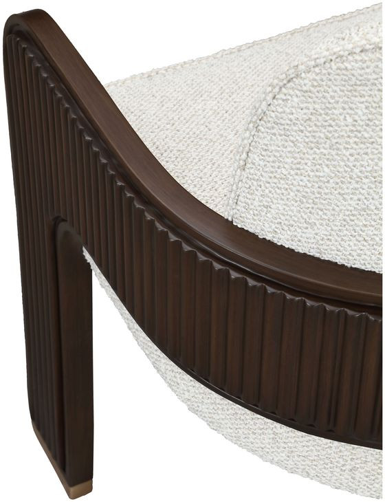 Westminster Row Buff and Medium Espresso Upholstered Dining Arm Chair