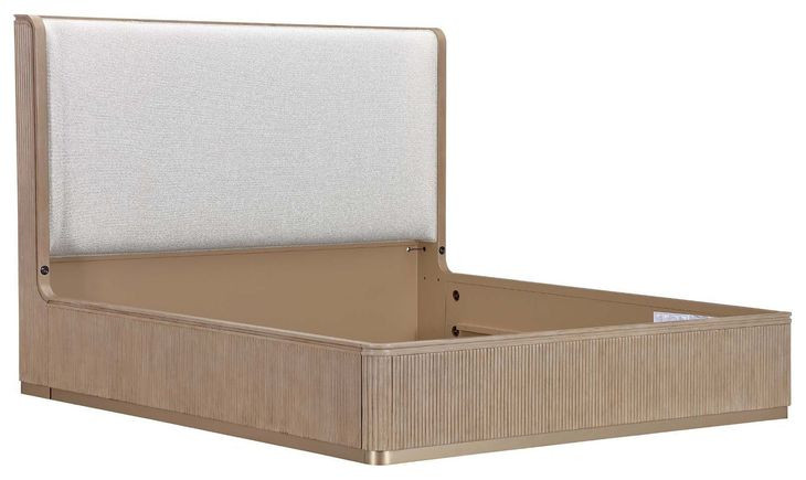 Westminster Row Buff and Sea Salt Caramel King Upholstered Platform Bed with USB Charging