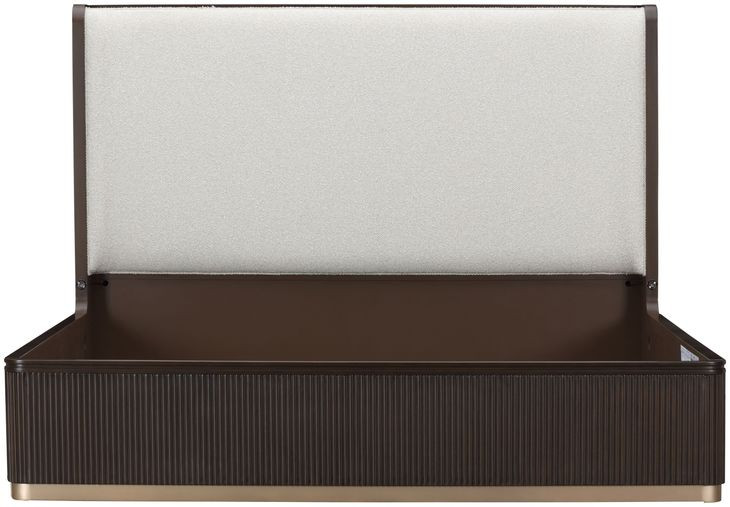 West Kensington Medium Espresso and Buff California King Upholstered Panel Bed with USB Charging