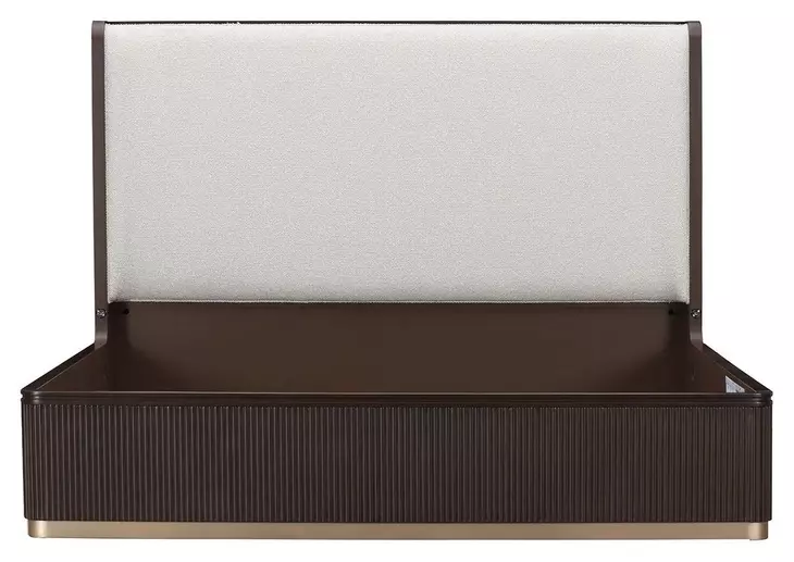 West Kensington Medium Espresso and Buff California King Upholstered Panel Bed with USB Charging