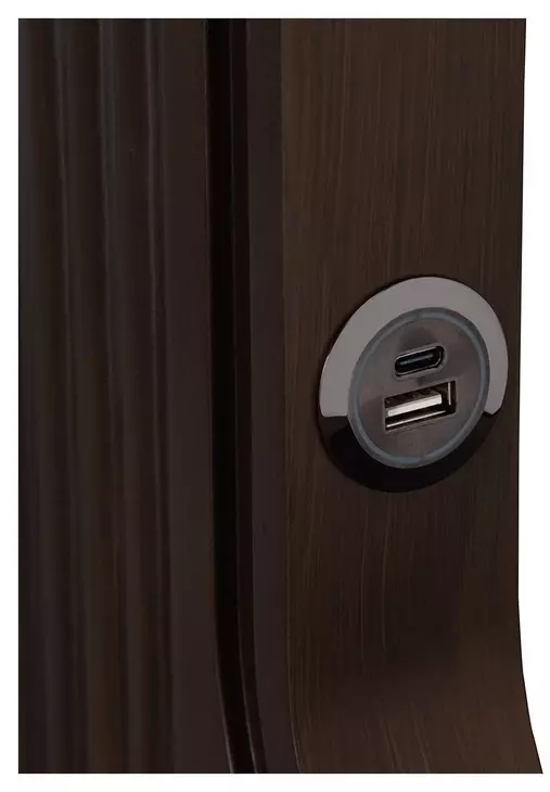 West Kensington Medium Espresso and Buff California King Upholstered Panel Bed with USB Charging