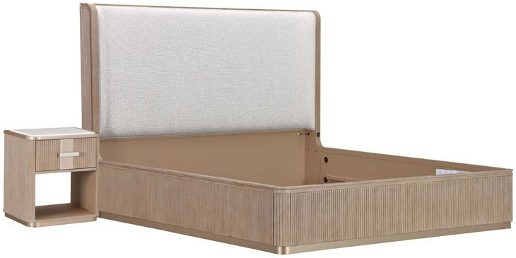 Westminster Row Buff and Sea Salt Caramel Upholstered Platform Bedroom Set