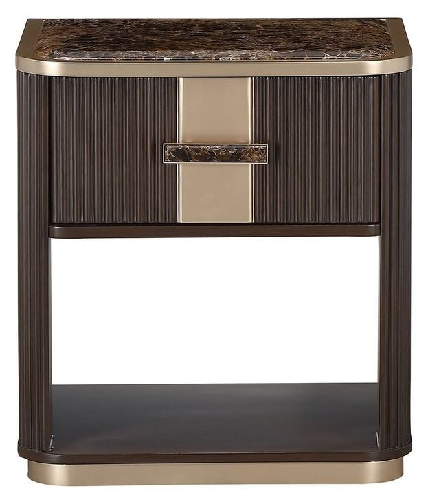 West Kensington Medium Espresso 1 Drawer Nightstand with LED