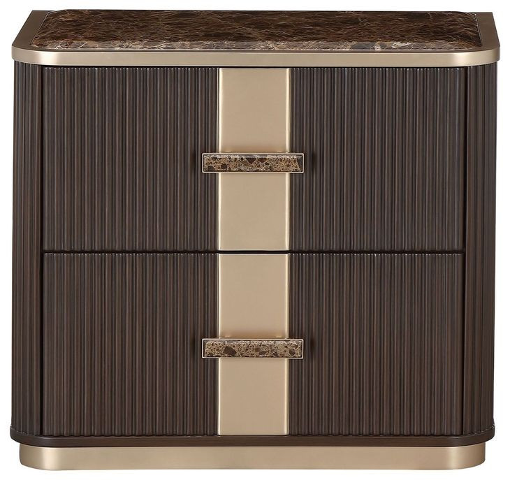 West Kensington Medium Espresso 2 Drawer Nightstand with LED
