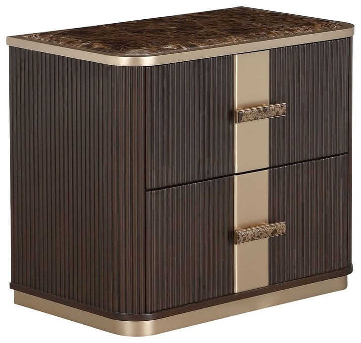 West Kensington Medium Espresso 2 Drawer Nightstand with LED