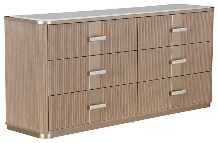 West Kensington Sea Salt Caramel 6 Drawer Dresser with LED