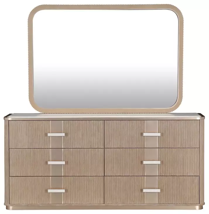 West Kensington Sea Salt Caramel 6 Drawer Dresser with Mirror and LED