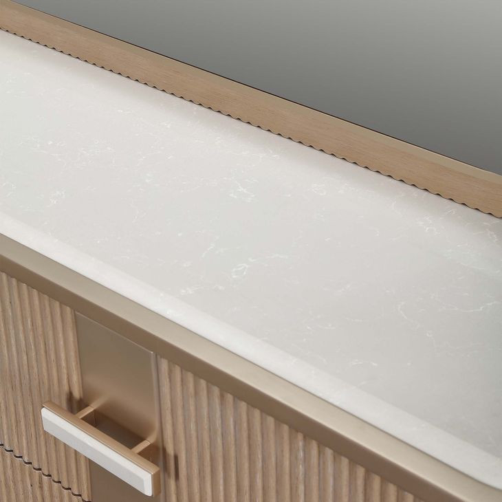 Westminster Row Sea Salt Caramel 6 Drawer Dresser with Mirror and LED