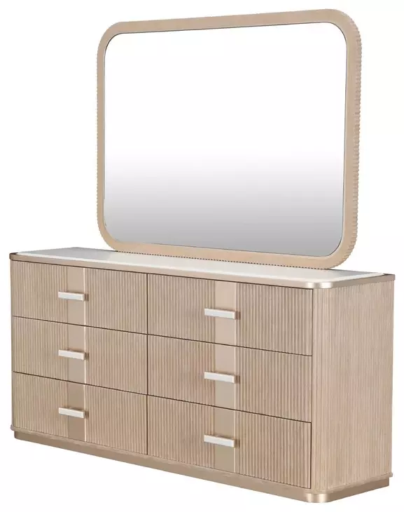 West Kensington Sea Salt Caramel 6 Drawer Dresser with Mirror and LED