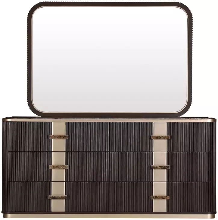 West Kensington Medium Espresso 6 Drawer Dresser with Mirror and LED