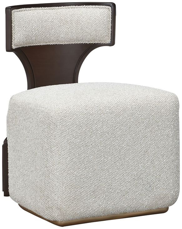 Westminster Row Buff and Medium Espresso Upholstered Vanity Chair