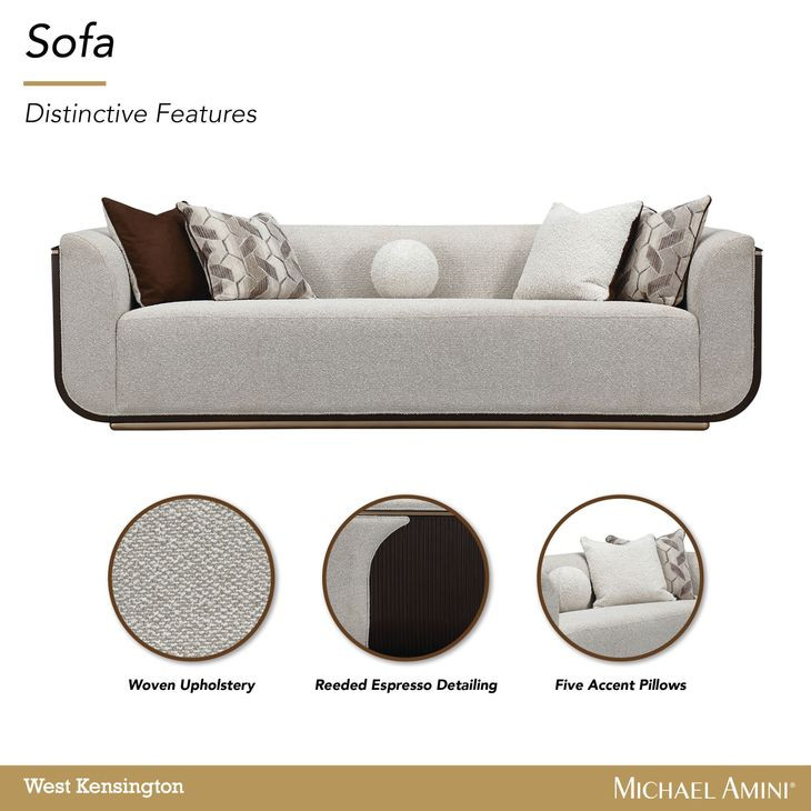 West Kensington Buff and Medium Espresso Sofa from Michael Amini