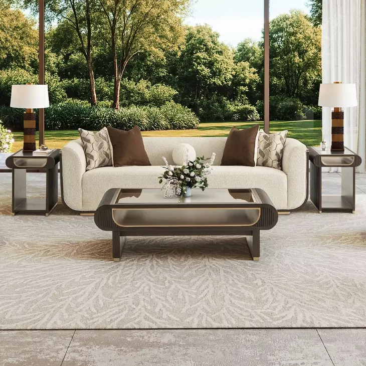 West Kensington Buff and Medium Espresso 100" Sofa