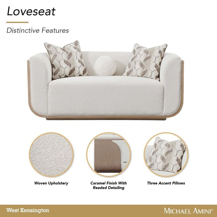 West Kensington Buff and Sea Salt Caramel 69" Loveseat