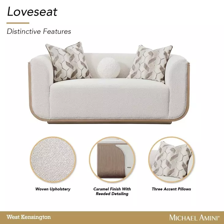 West Kensington Buff and Sea Salt Caramel 69" Loveseat