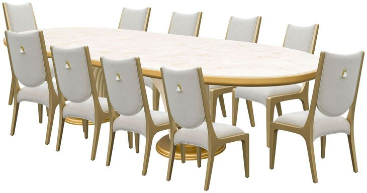 Scotts Square Light Champagne Extendable Oval Dining Room Set