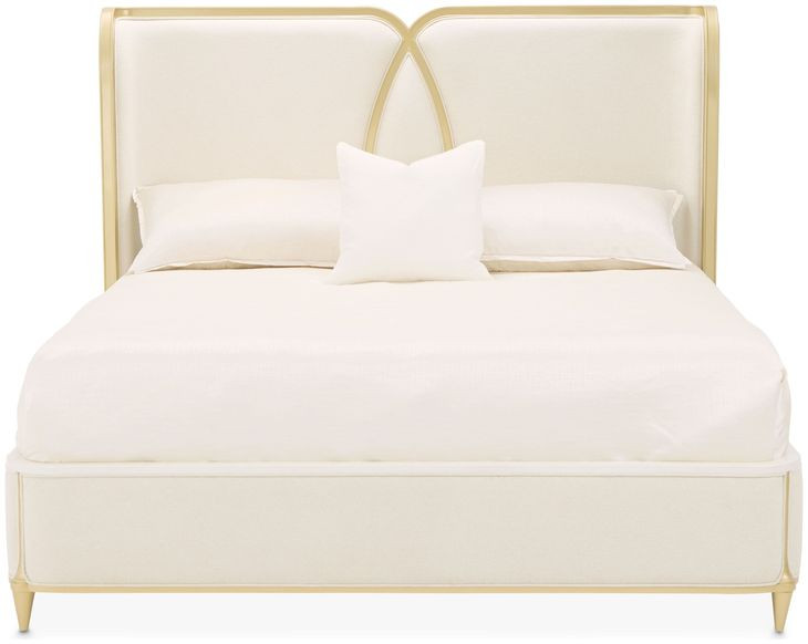 Scotts Square Cornsilk Queen Upholstered Panel Bed with USB Charging
