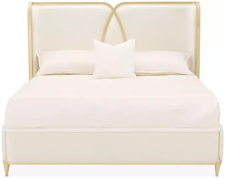 Scotts Square Cornsilk Queen Upholstered Panel Bed with USB Charging