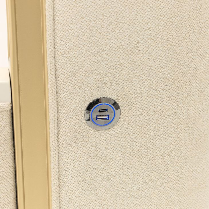 Scotts Square Cornsilk Queen Upholstered Panel Bed with USB Charging