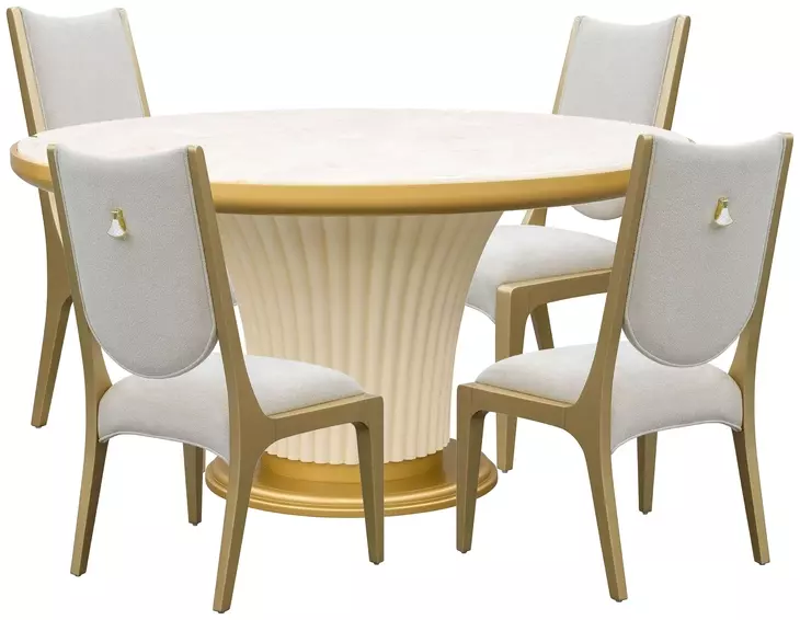 Scotts Square Light Champagne Round Dining Room Set