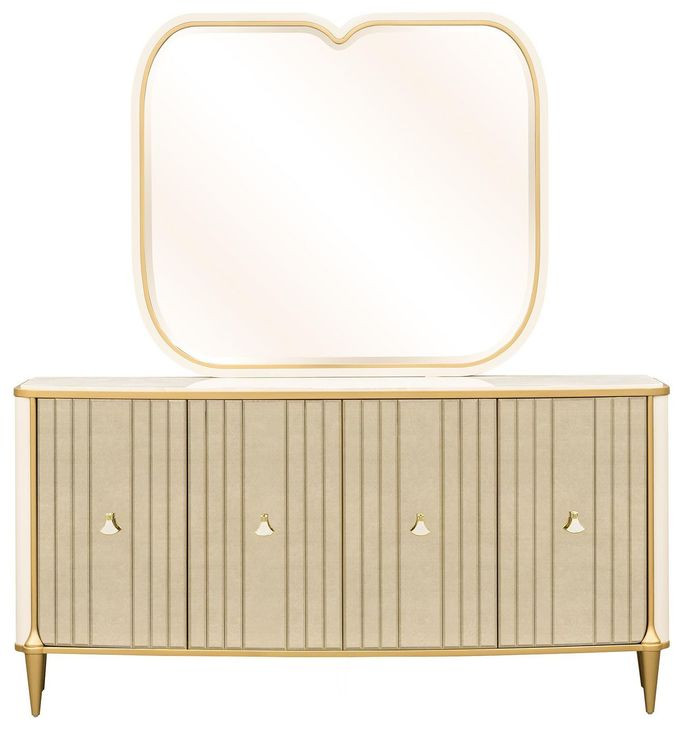 Scotts Square Light Champagne 4 Door Sideboard with Wall Mirror