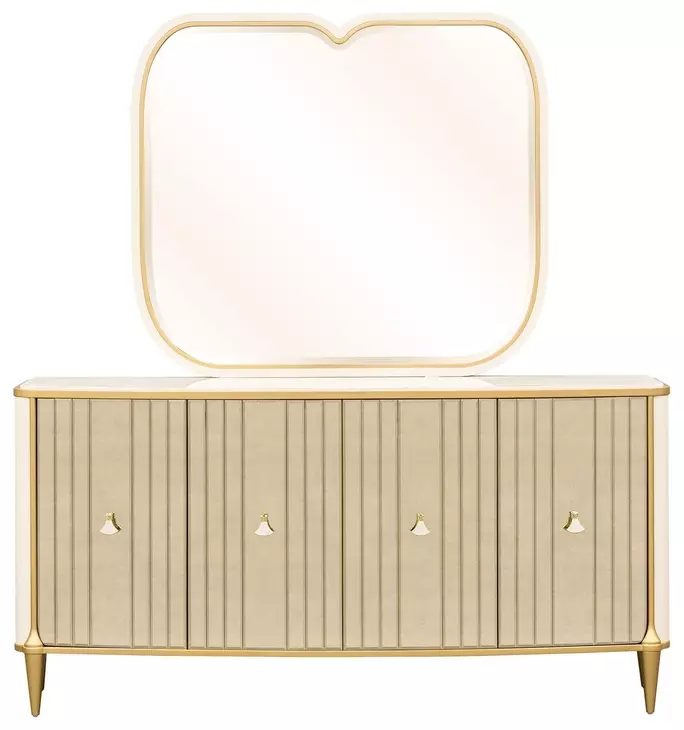 Scotts Square Light Champagne 4 Door Sideboard with Wall Mirror