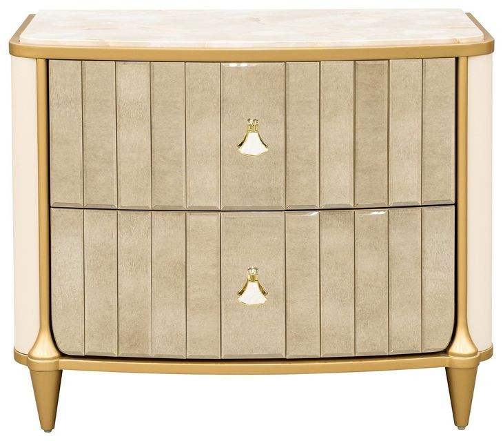 Scotts Square Light Champagne 2 Drawer Nightstand with LED