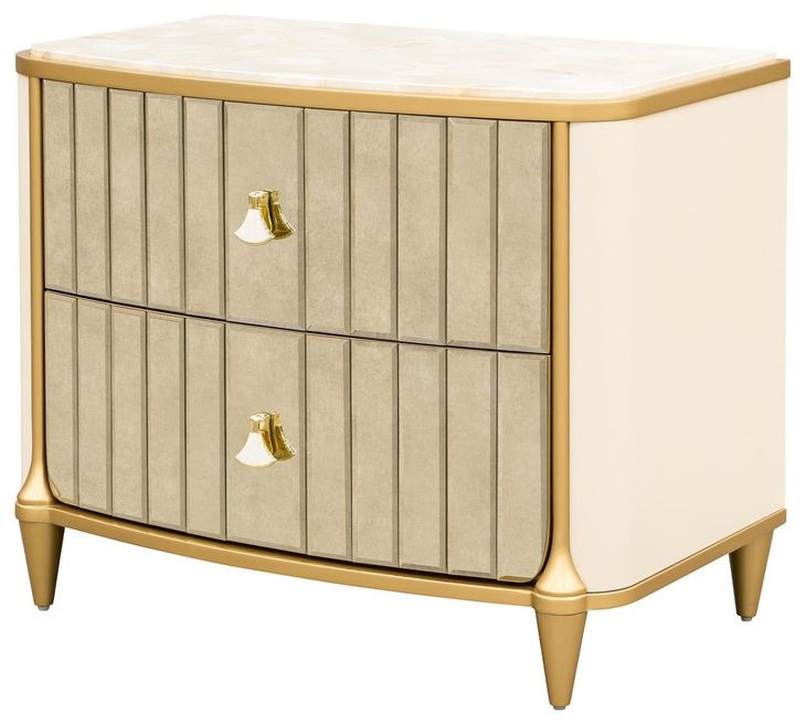 Scotts Square Light Champagne 2 Drawer Nightstand with LED