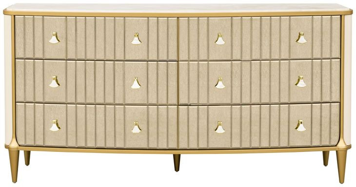 Scotts Square Light Champagne 6 Drawer Dresser with LED