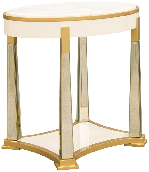 Scotts Square Light Champagne Oval End Table