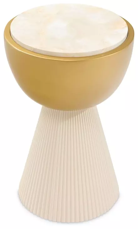 Scotts Square Light Champagne and Gold Round Stone Top Chairside Table