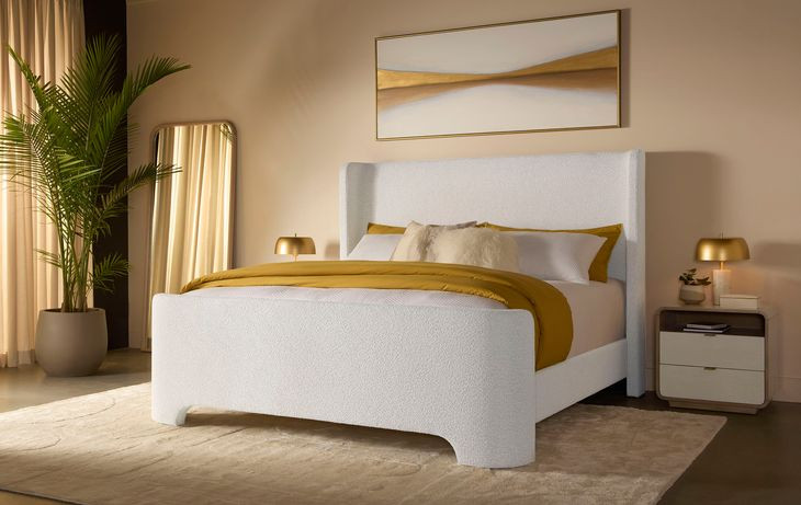 Ellisford Copenhagen White King Upholstered Panel Bed