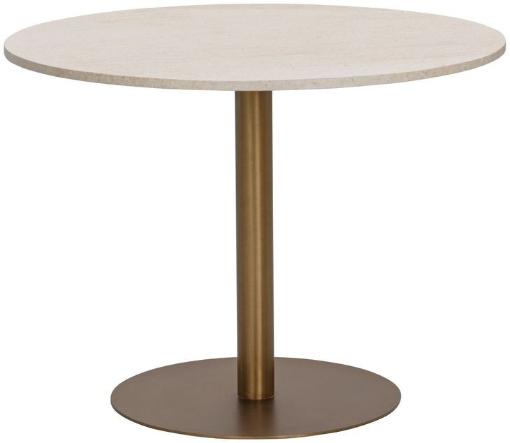 Iska Cream and Antique Brass 40" Round Marble Top Bistro Table