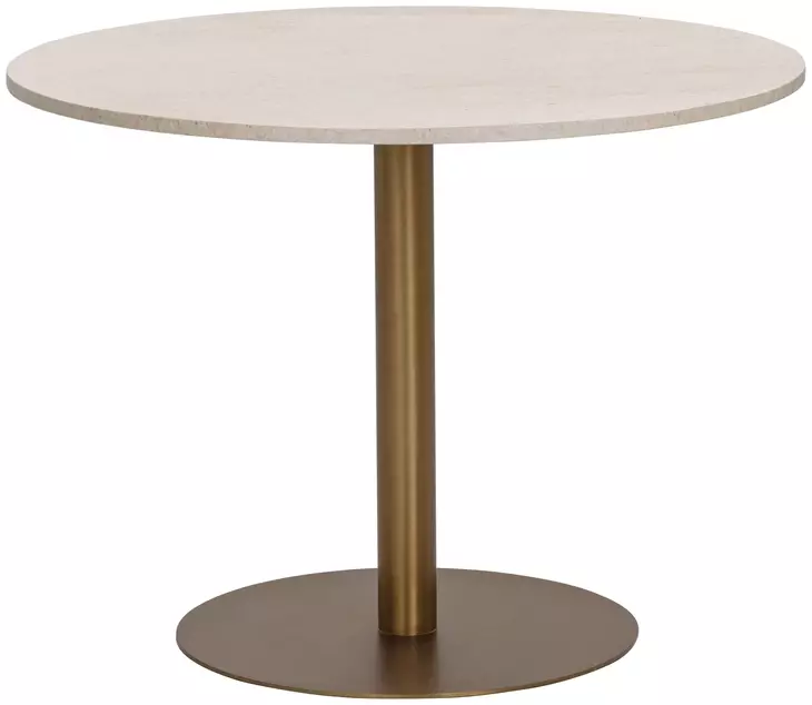 Mikha Cream and Antique Brass 40" Round Marble Top Bistro Table
