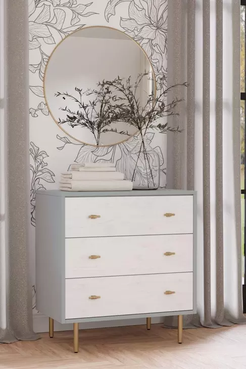 Saige Weathered White and Gray 3 Drawer Accent Chest