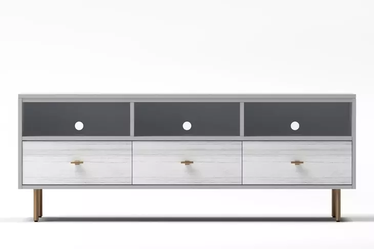 Saige Weathered White and Gray 64" TV Stand
