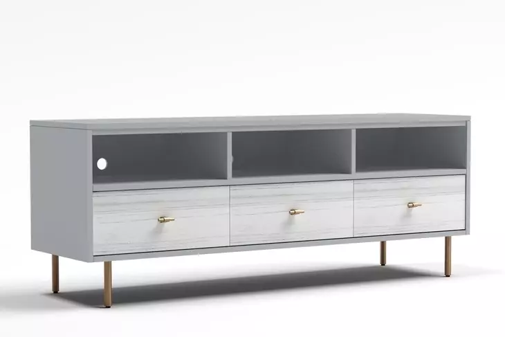 Saige Weathered White and Gray 64" TV Stand